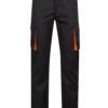 Pantalón de trabajo stretch bicolor en combinación Negro/Naranja Flúor, con detalles flúor y múltiples bolsillos, modelo Velilla 103008S