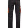 Pantalón de trabajo stretch bicolor en combinación Negro/Naranja Flúor, con detalles flúor y múltiples bolsillos, modelo Velilla 103008S