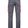 Pantalón de trabajo stretch bicolor en combinación Gris/Naranja Flúor, con detalles flúor y múltiples bolsillos, modelo Velilla 103008S