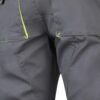 Pantalón de trabajo stretch bicolor en combinación Gris/Amarillo Flúor, con detalles flúor y múltiples bolsillos, modelo Velilla 103008S