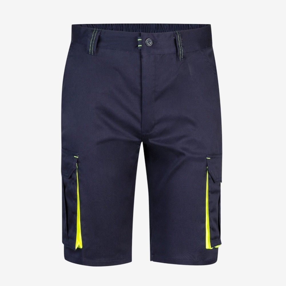 Bermudas stretch bicolor multibolsillos , diseño resistente y cómodo para trabajo profesional