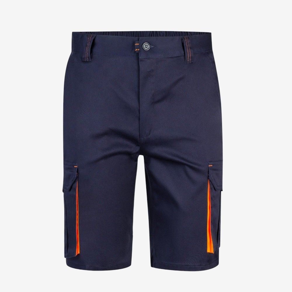 Bermudas stretch bicolor multibolsillos , diseño resistente y cómodo para trabajo profesional