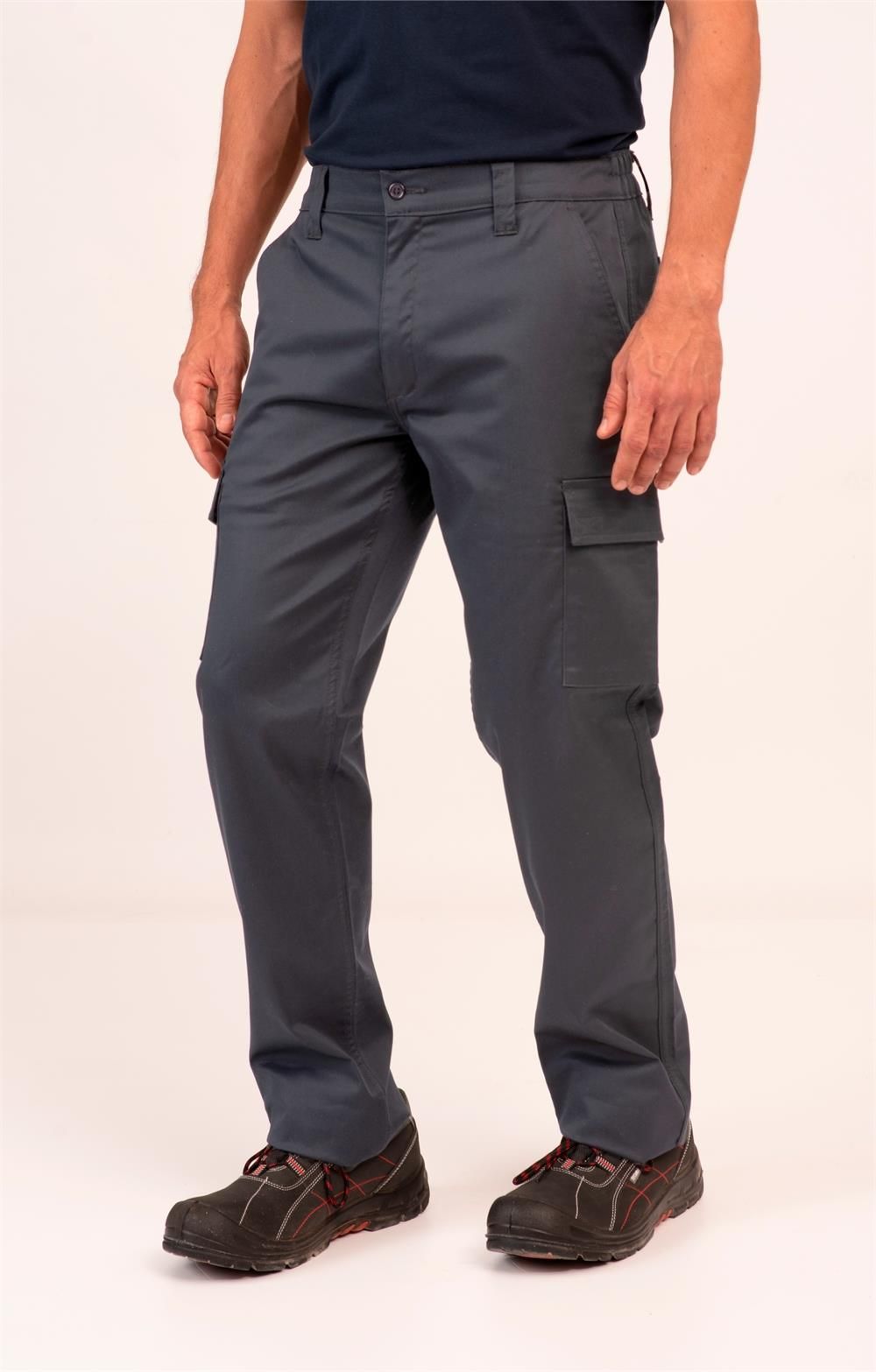pantalón de trabajo elástico slim multibolsillos gris profesional