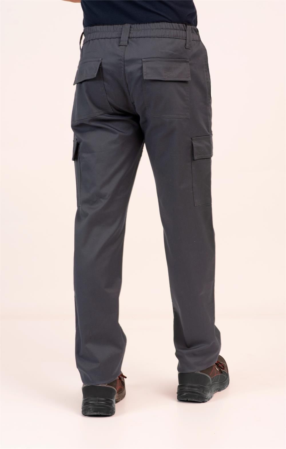 pantalón de trabajo elástico slim multibolsillos gris profesional