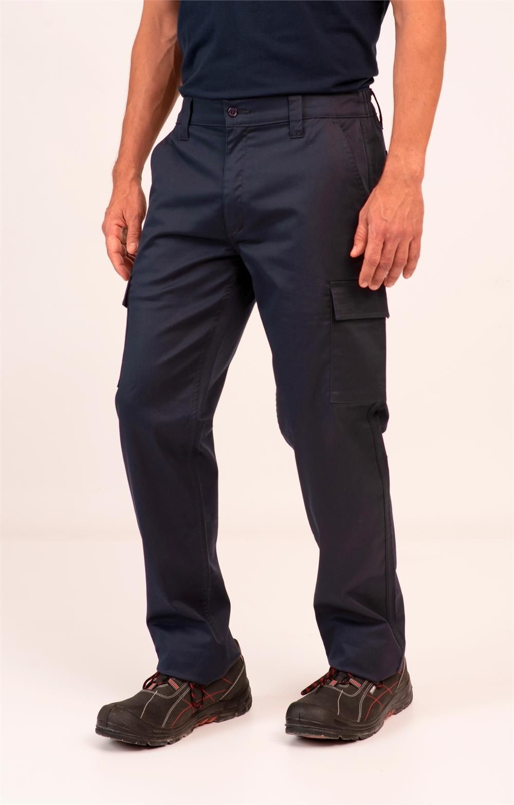 pantalón de trabajo elástico slim multibolsillos azul marino profesional