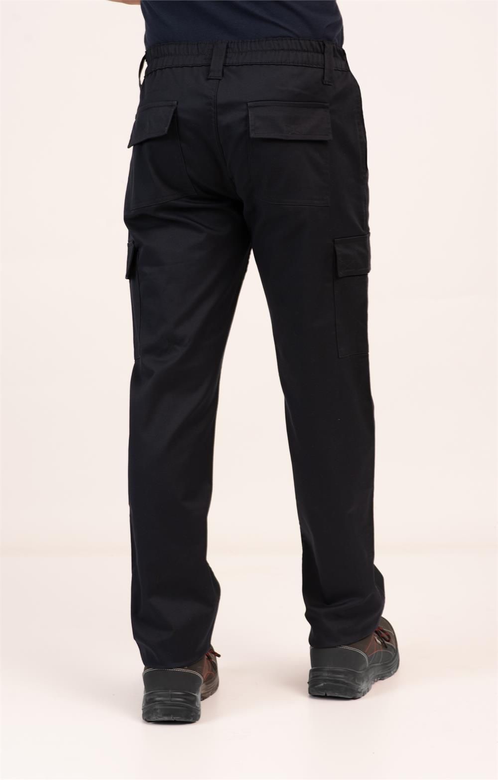 pantalón de trabajo elástico slim multibolsillos negro profesional