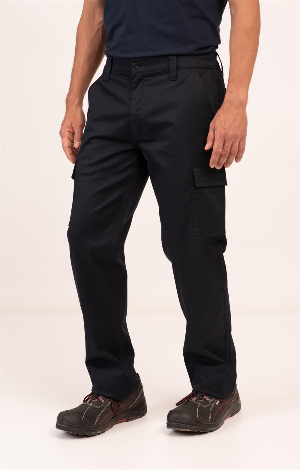 pantalón de trabajo elástico slim multibolsillos negro profesional