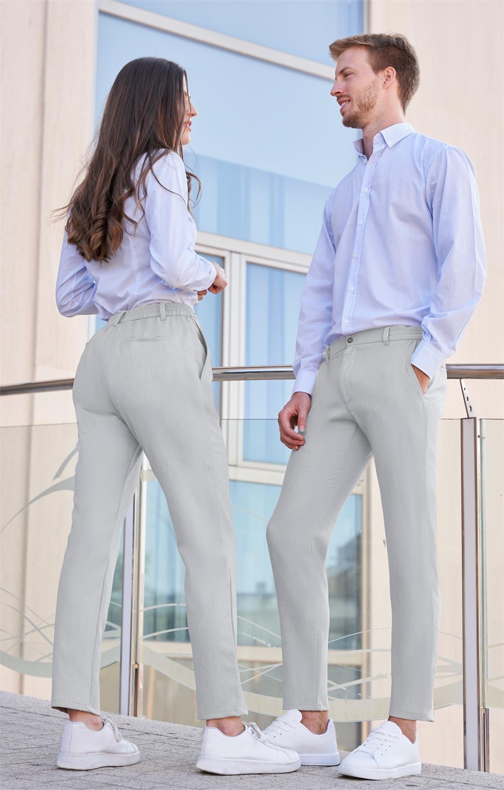 Pantalón laboral unisex COLOR gris transpirable y ligero para trabajo, cómodo y resistente