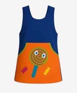 Bata maestra con diseño de piruleta colorida