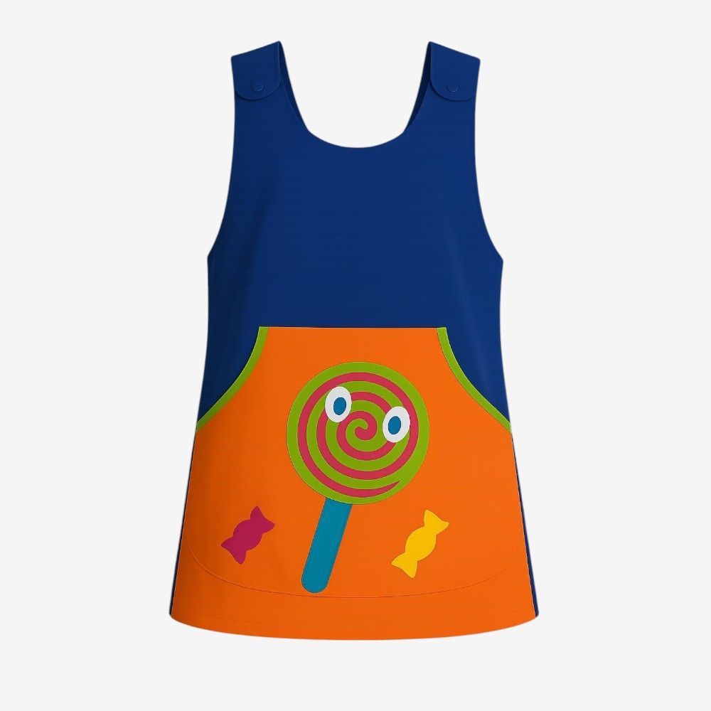 Bata maestra con diseño de piruleta colorida