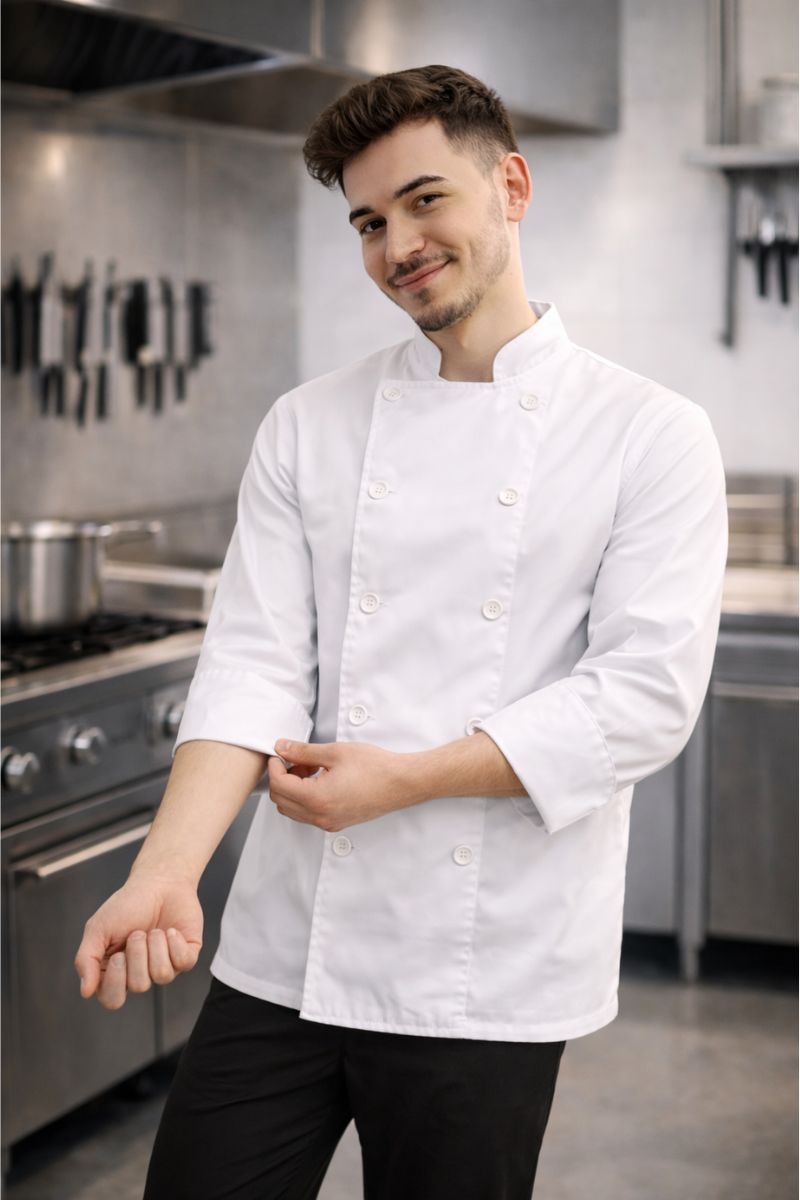 chaqueta de cocina blanca profesional hombre chef uniforme hosteleria