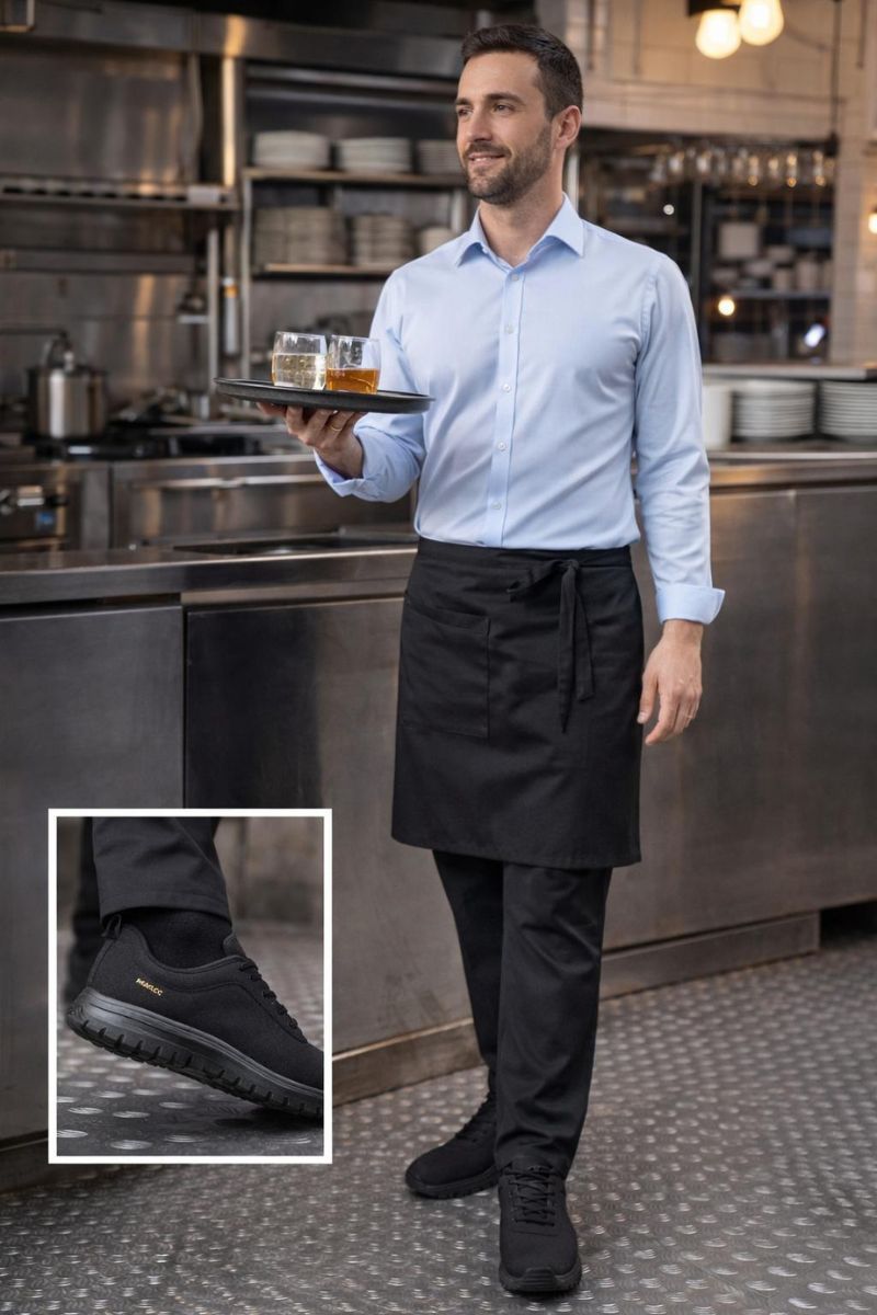 zapatilla trabajo negra antideslizante camarero cocina comodidad workflex