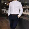 Pantalón chino hombre azul marino oscuro uniforme profesional elegante y cómodo