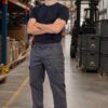 pantalón de trabajo elástico slim multibolsillos gris profesional