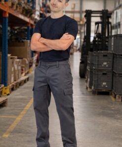 pantalón de trabajo elástico slim multibolsillos gris profesional