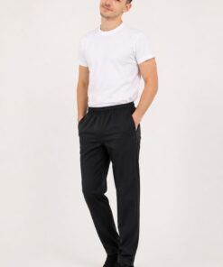 Pantalón microfibra corte recto negro unisex transpirable uniforme profesional