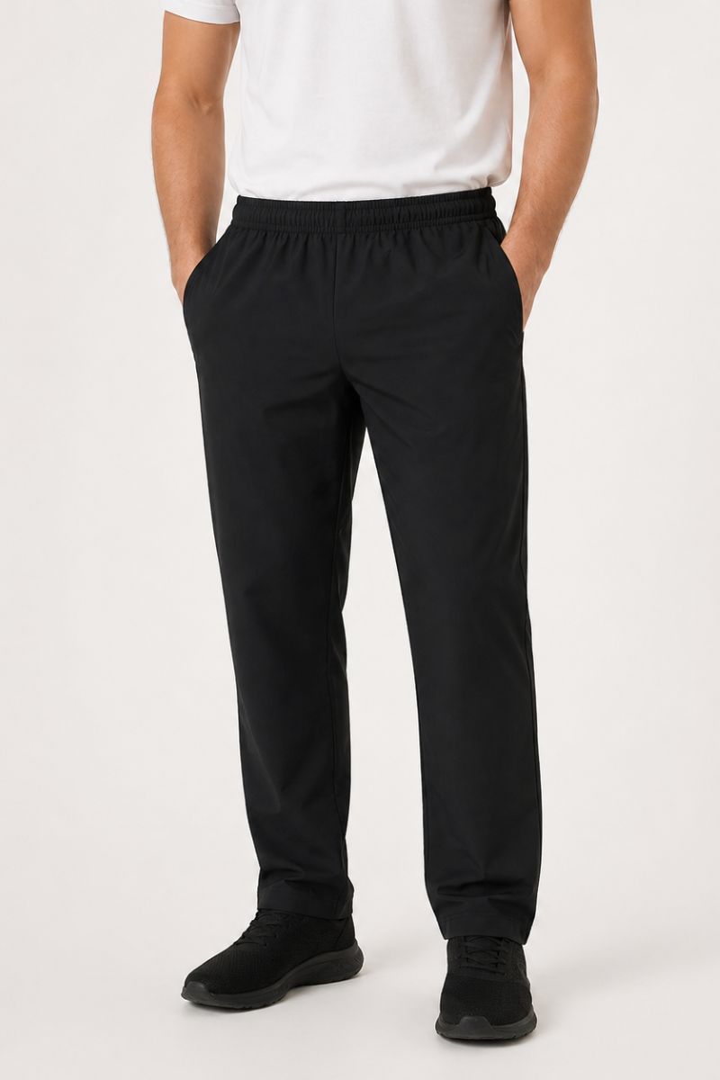 Pantalón microfibra corte recto negro unisex transpirable uniforme profesional