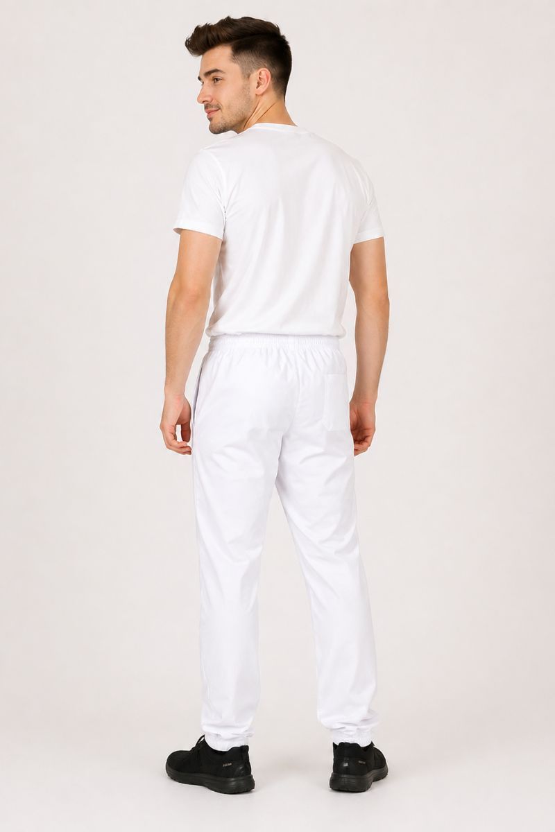 pantalón microfibra blanco corte recto unisex uniforme profesional transpirable