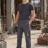 pantalón laboral gris multibolsillos hombre obra construcción resistente trabajo