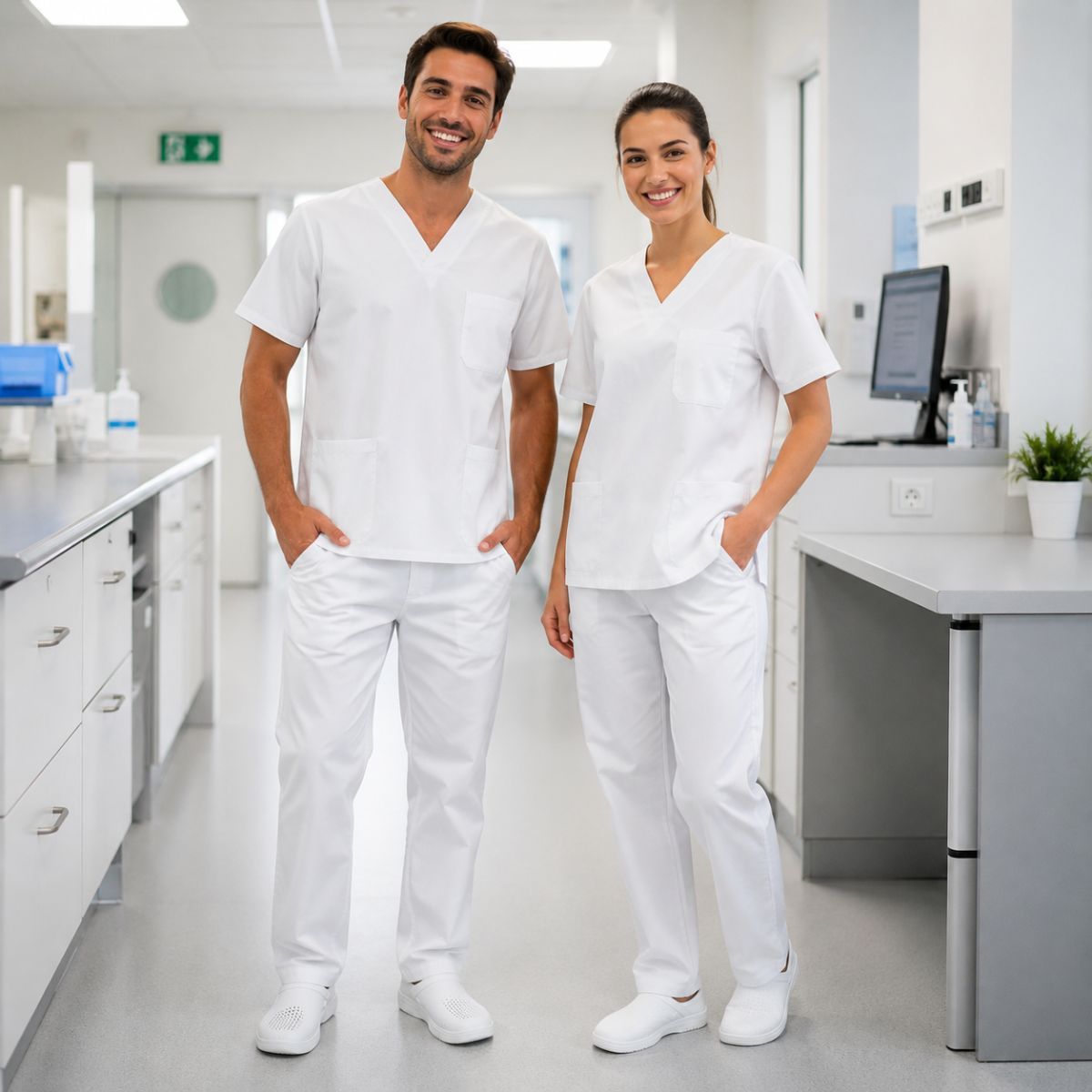 Pantalón ATS blanco unisex sanitario cómodo y resistente para profesionales