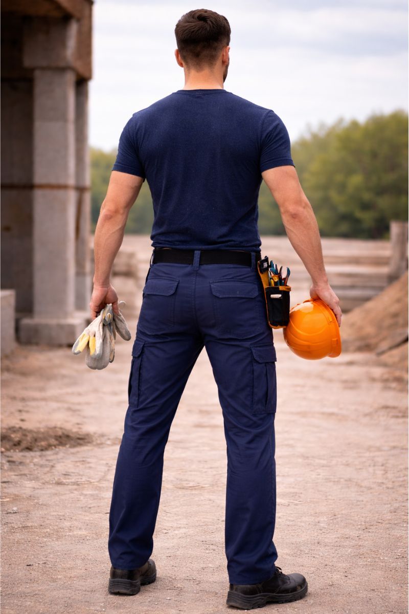pantalon de trabajo azul marino stretch multibolsillos comodo y resisten