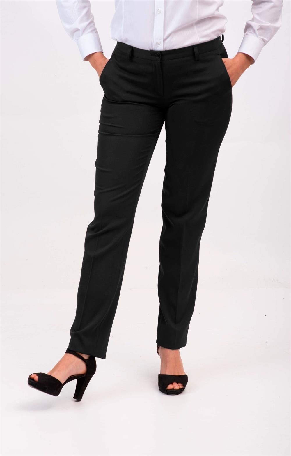 Pantalón de trabajo mujer negro elástico elegante cómodo uniforme profesional