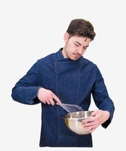 Chaqueta de cocina vaquera elástica modelo Padua REF 113001, estilo moderno y tejido flexible para chefs profesionales.