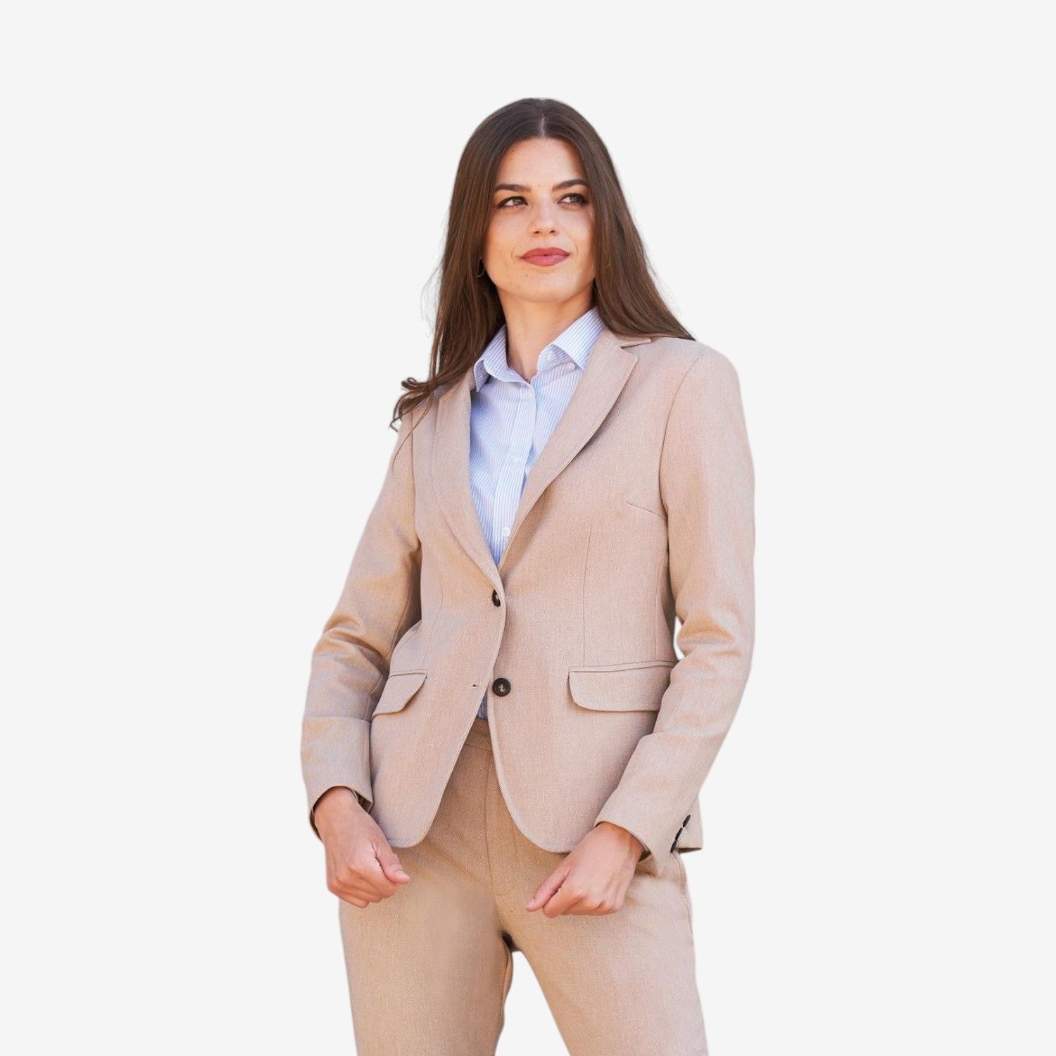 Americana de señora sin forrar con tejido elástico y diseño clásico