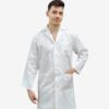 Bata unisex blanca profesional de UNIFOR GRAN, fabricación española con tejido de alta calidad, resistente y no transparente.