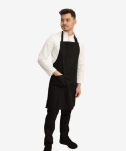 Delantal profesional de peto unisex color negro con bolsillo lateral y hebilla ajustable – Unifor Gran