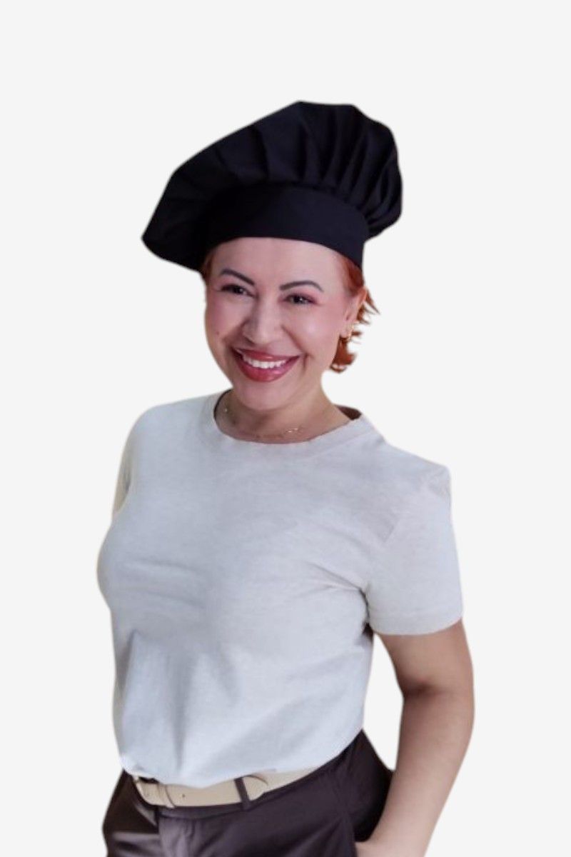Gorro Champion estilo chef blanco con cierre de velcro, fabricación propia de Unifor Gran
