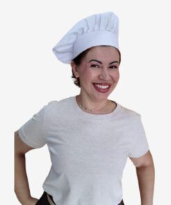 Gorro Champion estilo chef blanco con cierre de velcro, fabricación propia de Unifor Gran