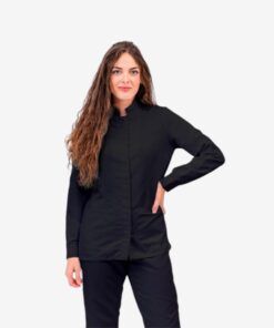 Casaca negra de señora en microfibra, manga larga, modelo EUROSAVOY REF 114306COmaha