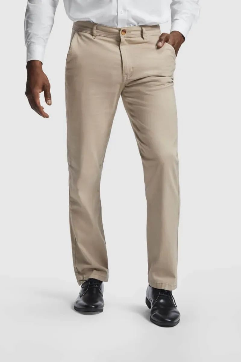 pantalón laboral hombre elástico resistente beige Roly Ritz uniforme trabajo hostelería