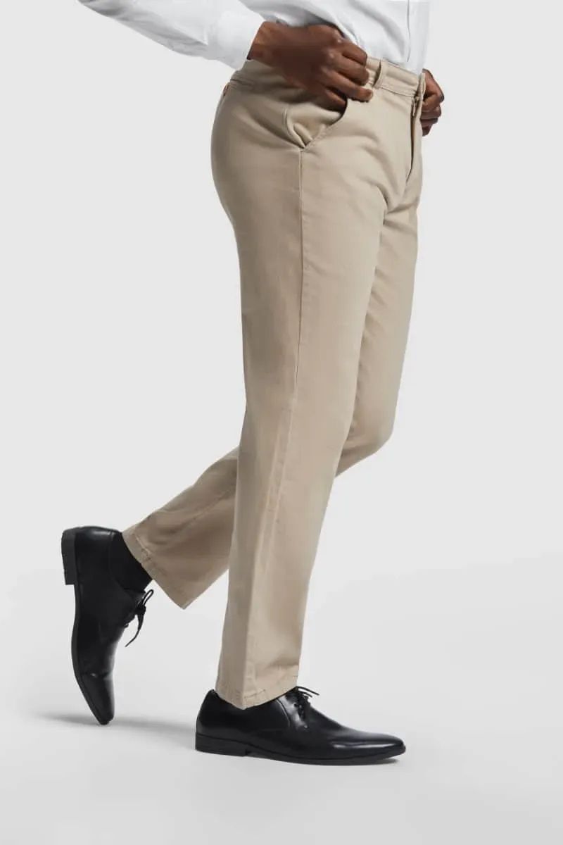 pantalón laboral hombre elástico resistente beige Roly Ritz uniforme trabajo hostelería