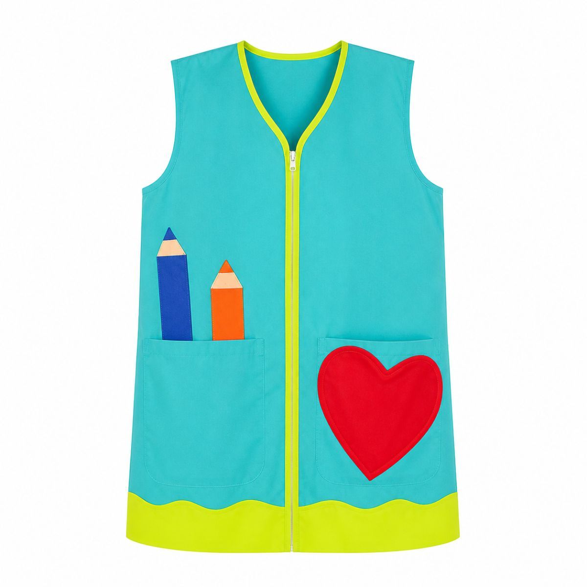 bata maestra corazon y lapices uniforme escolar personalizado