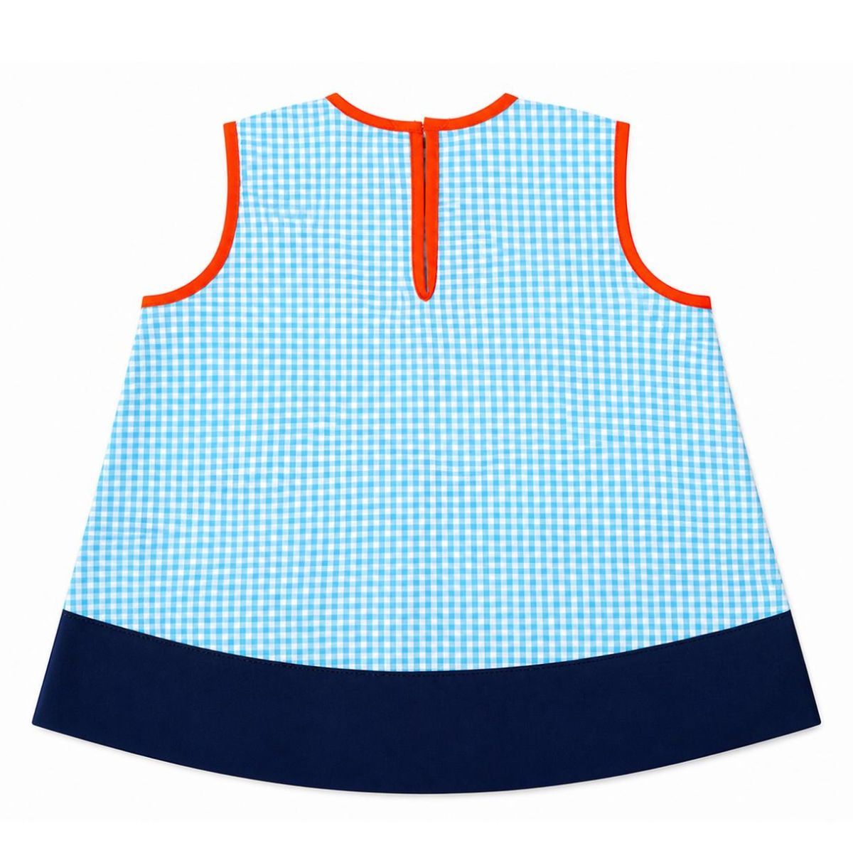 Babero infantil vichy azul con corazones de colores para guardería y colegio