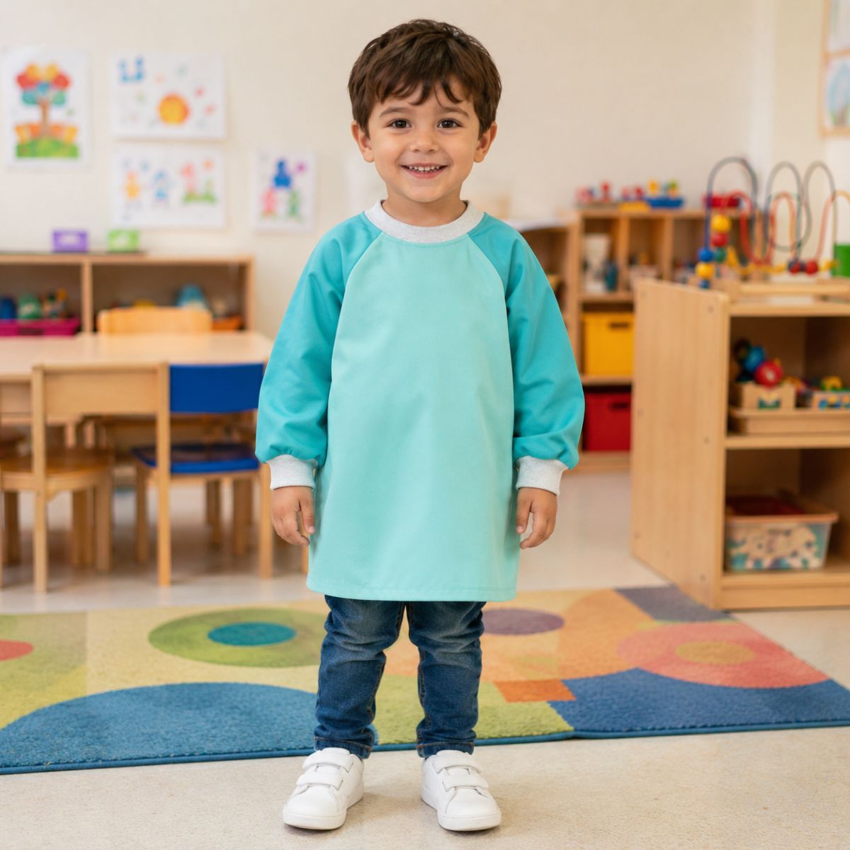 Babero unisex verde menta infantil para guardería y escuela infantil