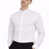 Camisa blanca de hombre con cuello mao y manga larga para uniforme de hostelería