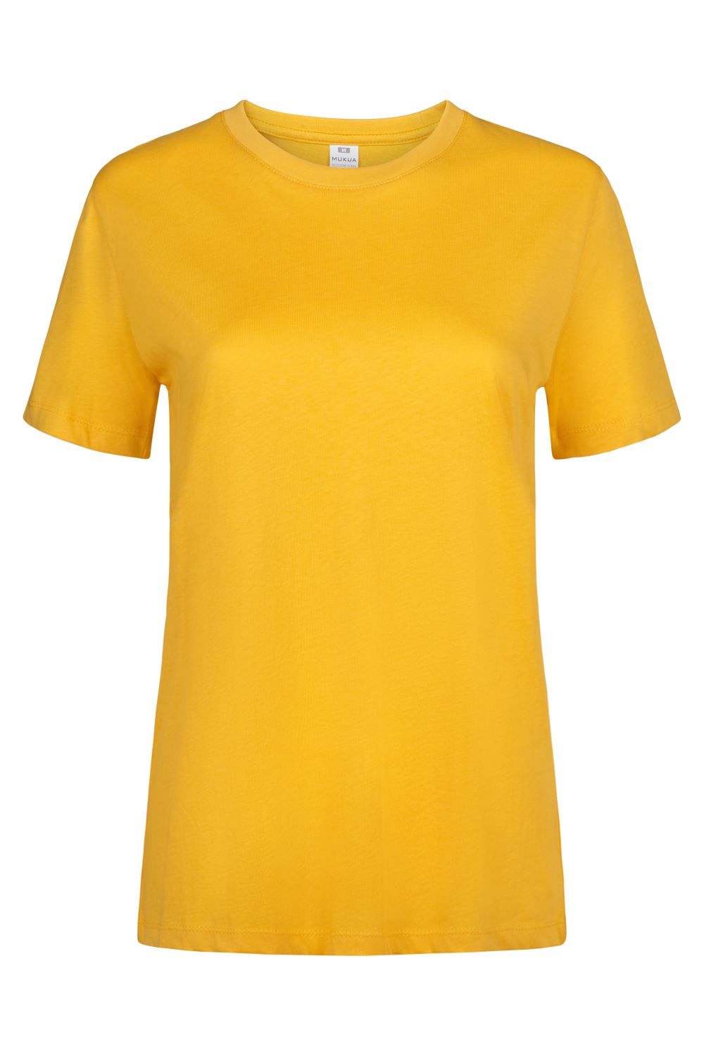 Camisetas básicas de manga corta para mujer modelo 155 de Mukua Velilla, disponibles en varios colores y tallas, fabricadas en algodón 100% transpirable, ideales para uso diario o laboral.
