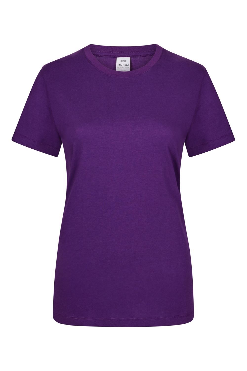 Camisetas básicas de manga corta para mujer modelo 155 de Mukua Velilla, disponibles en varios colores y tallas, fabricadas en algodón 100% transpirable, ideales para uso diario o laboral.