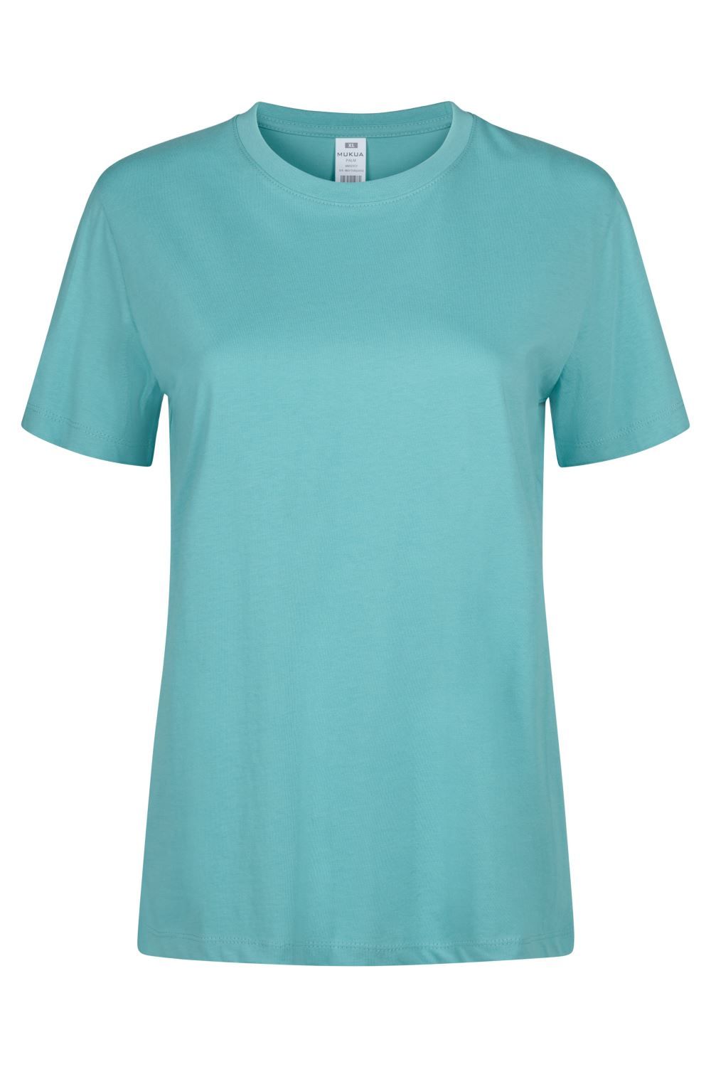 Camisetas básicas de manga corta para mujer modelo 155 de Mukua Velilla, disponibles en varios colores y tallas, fabricadas en algodón 100% transpirable, ideales para uso diario o laboral.