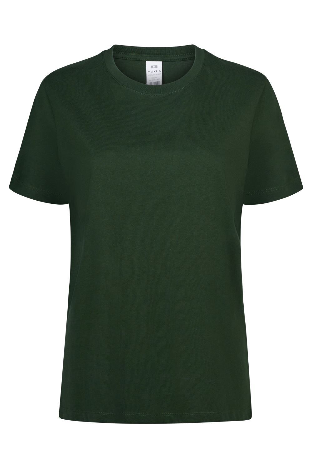 Camisetas básicas de manga corta para mujer modelo 155 de Mukua Velilla, disponibles en varios colores y tallas, fabricadas en algodón 100% transpirable, ideales para uso diario o laboral.