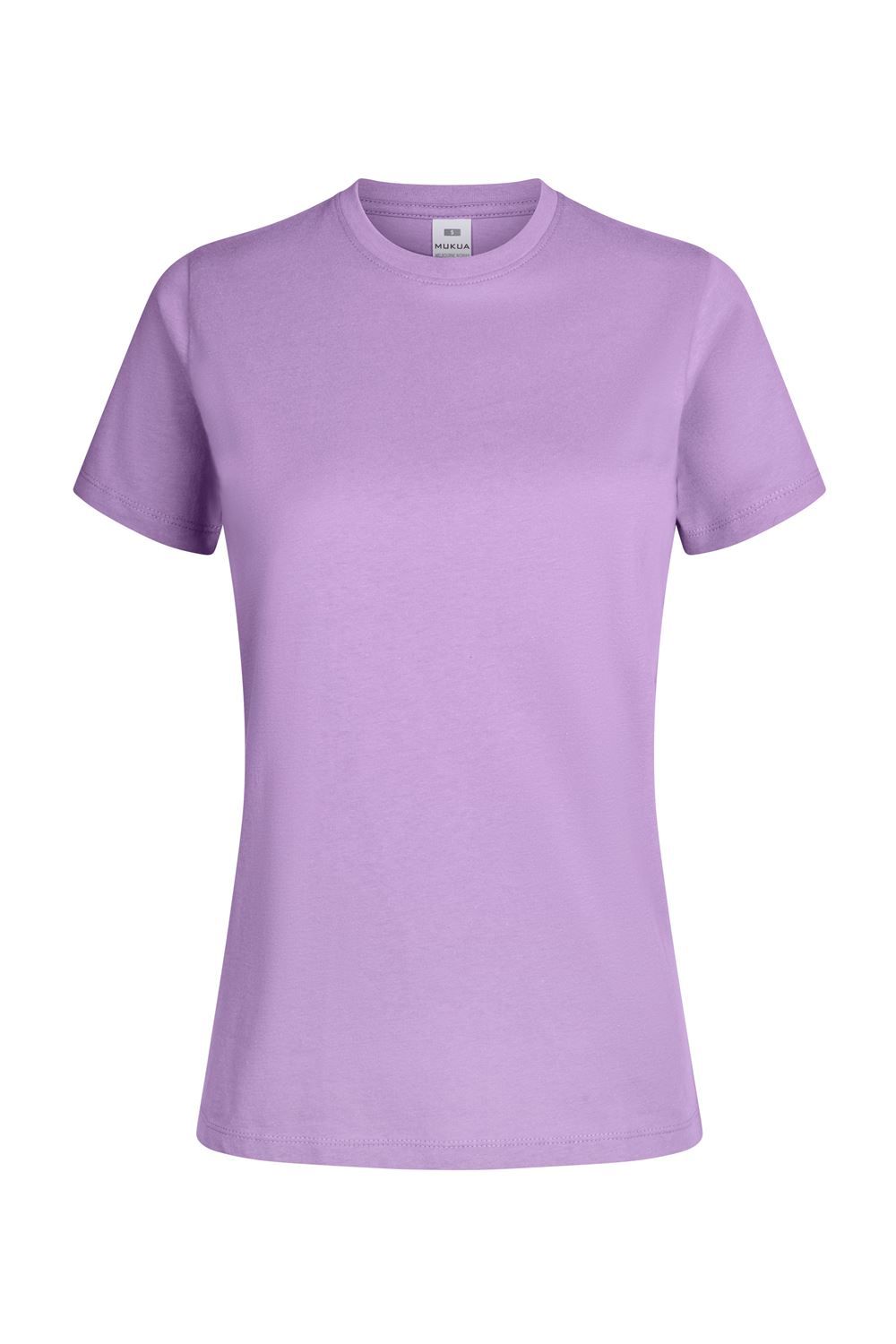 Camisetas básicas de manga corta para mujer modelo 155 de Mukua Velilla, disponibles en varios colores y tallas, fabricadas en algodón 100% transpirable, ideales para uso diario o laboral.