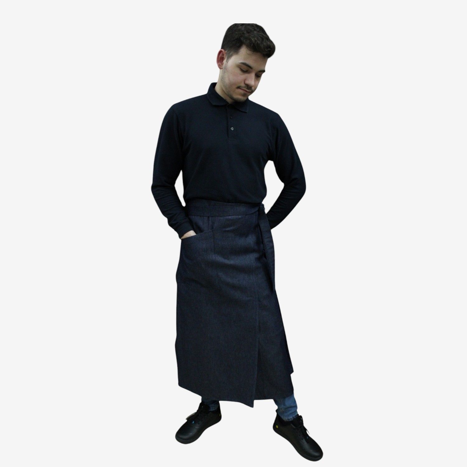 Delantal francés largo con diseño elegante y funcional