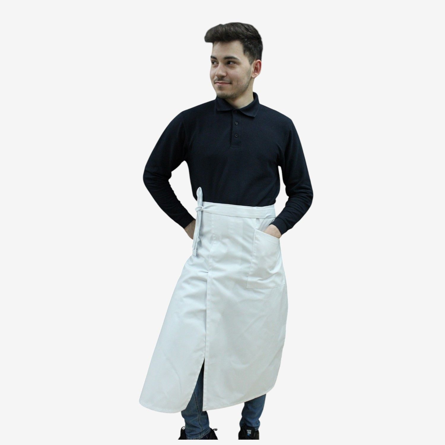 Delantal francés largo con diseño elegante y funcional