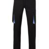 Pantalón de trabajo stretch multibolsillos bicolor en combinación Negro/Celeste, modelo Velilla 103024S