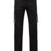 Pantalón de trabajo stretch multibolsillos bicolor en combinación Negro/Celeste, modelo Velilla 103024S