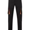Pantalón de trabajo stretch multibolsillos bicolor en combinación Negro/Naranja, modelo Velilla 103024S