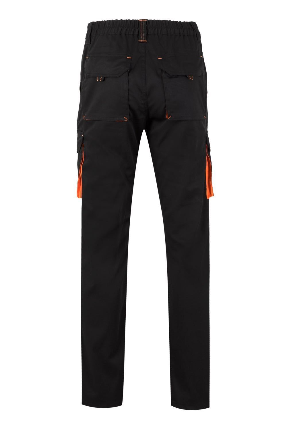 Pantalón de trabajo stretch multibolsillos bicolor en combinación Negro/Naranja, modelo Velilla 103024S